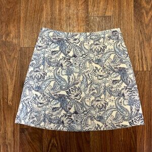 Blue/White Paisley mini skirt